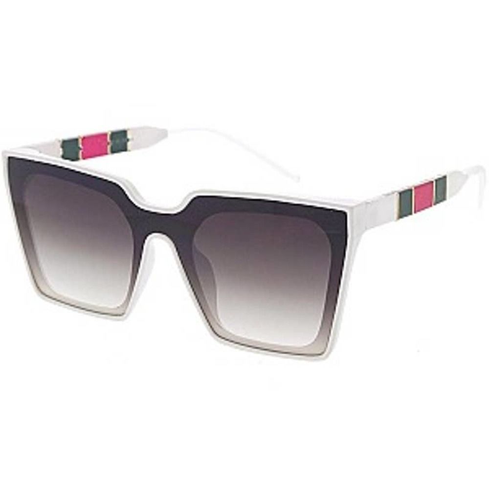 UV 400 ProtectionTrendy Luxury Side Striped Square Sunglasses White